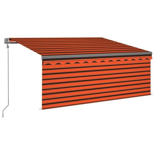 Markise m. gardin+LED+vindsensor 3x2,5 m automatisk orange/brun