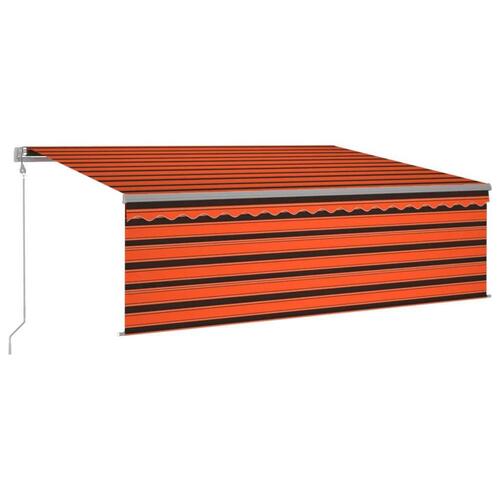 Markise m. gardin 4x3 m automatisk betjening orange og brun