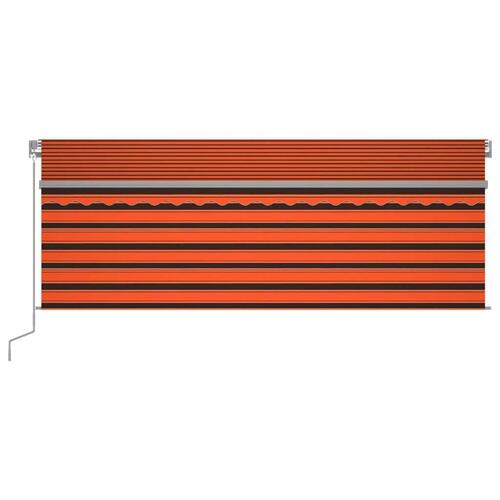 Markise m. gardin 4x3 m automatisk betjening orange og brun