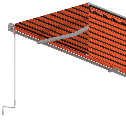 Markise m. gardin 4x3 m automatisk betjening orange og brun