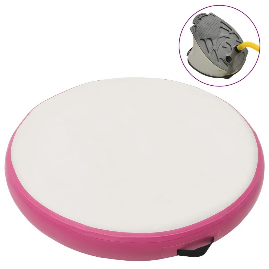 Oppustelig gymnastikmåtte med pumpe 100x100x20 cm PVC lyserød