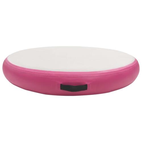 Oppustelig gymnastikmåtte med pumpe 100x100x20 cm PVC lyserød