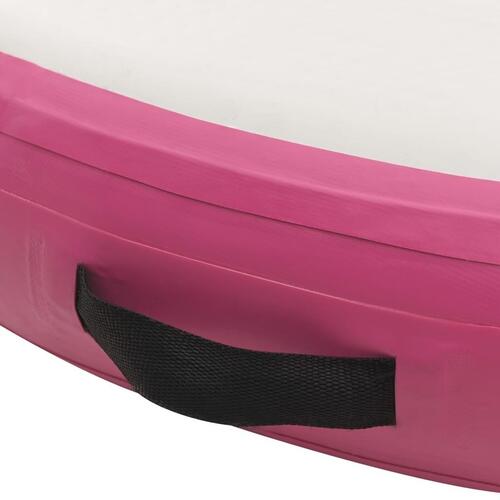 Oppustelig gymnastikmåtte med pumpe 100x100x20 cm PVC lyserød