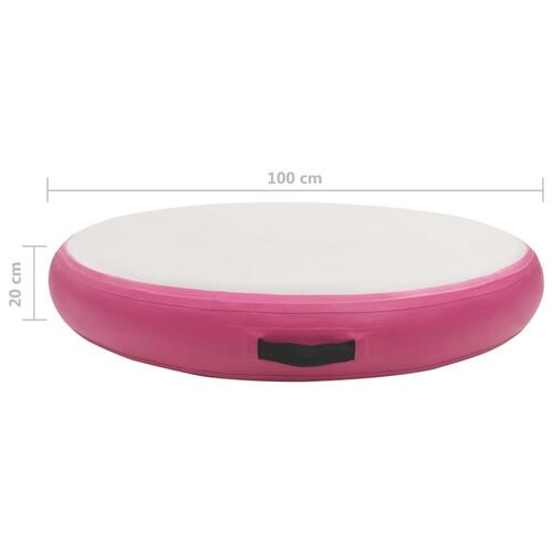 Oppustelig gymnastikmåtte med pumpe 100x100x20 cm PVC lyserød