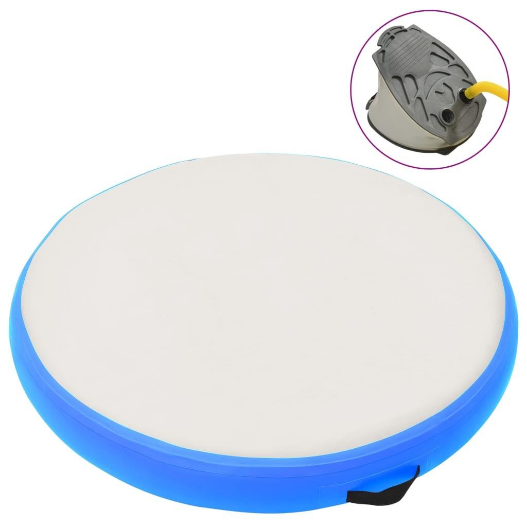 Oppustelig gymnastikmåtte med pumpe 100x100x20 cm PVC blå