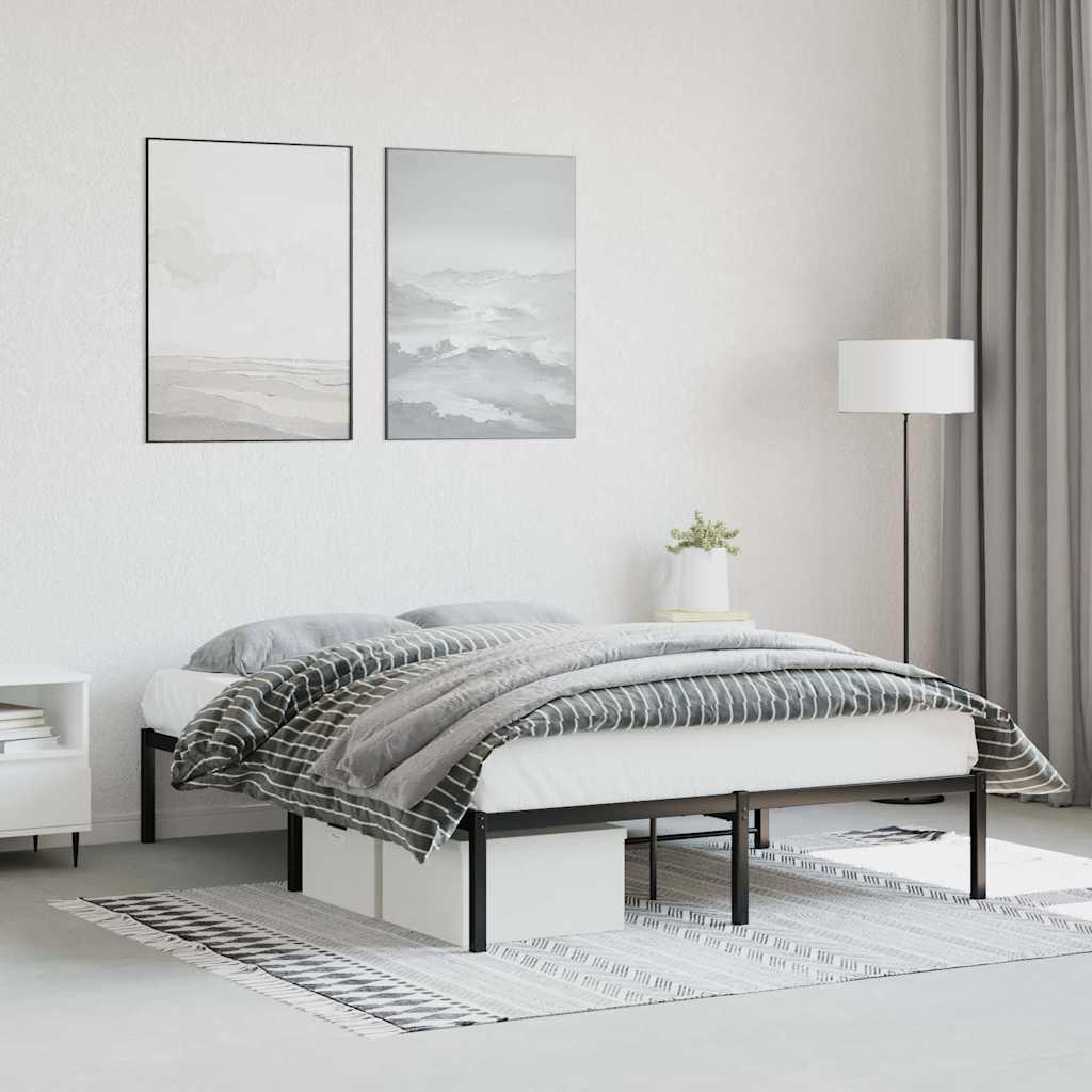Sengeramme i metal 135 x 190 cm - sort platformsseng