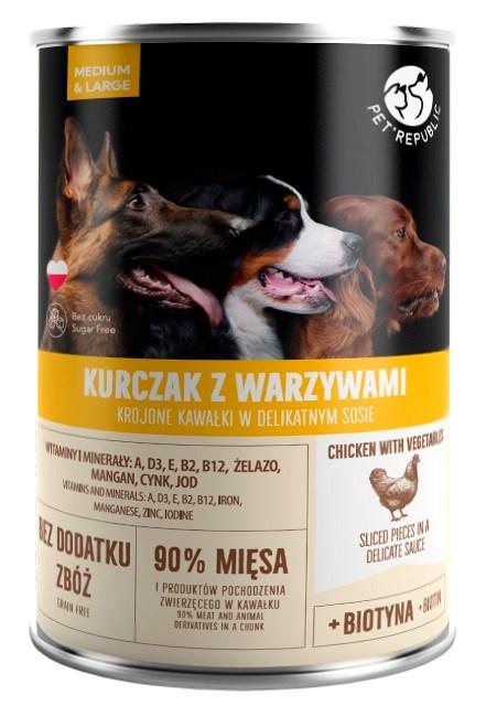 Pet Republic vådfoder til voksne mellem & store hunde – kylling med grøntsager 1.250 g billede