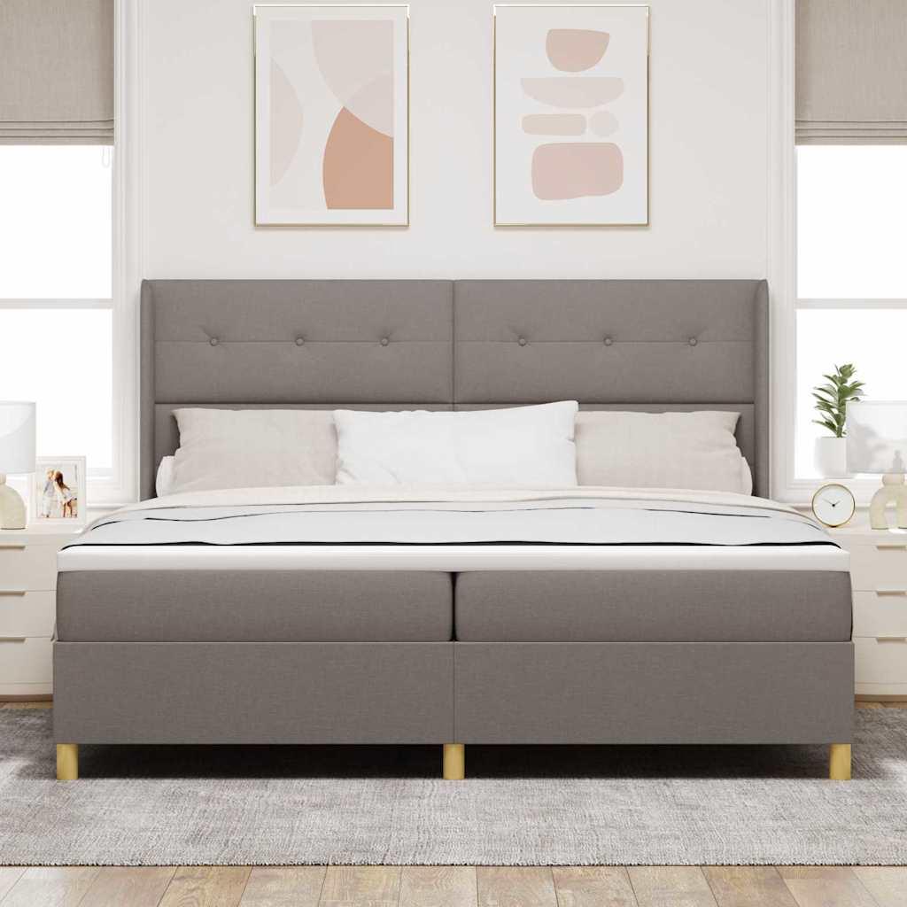 Kontinentalseng med madras Gråbrun 200 x 200 cm Stof