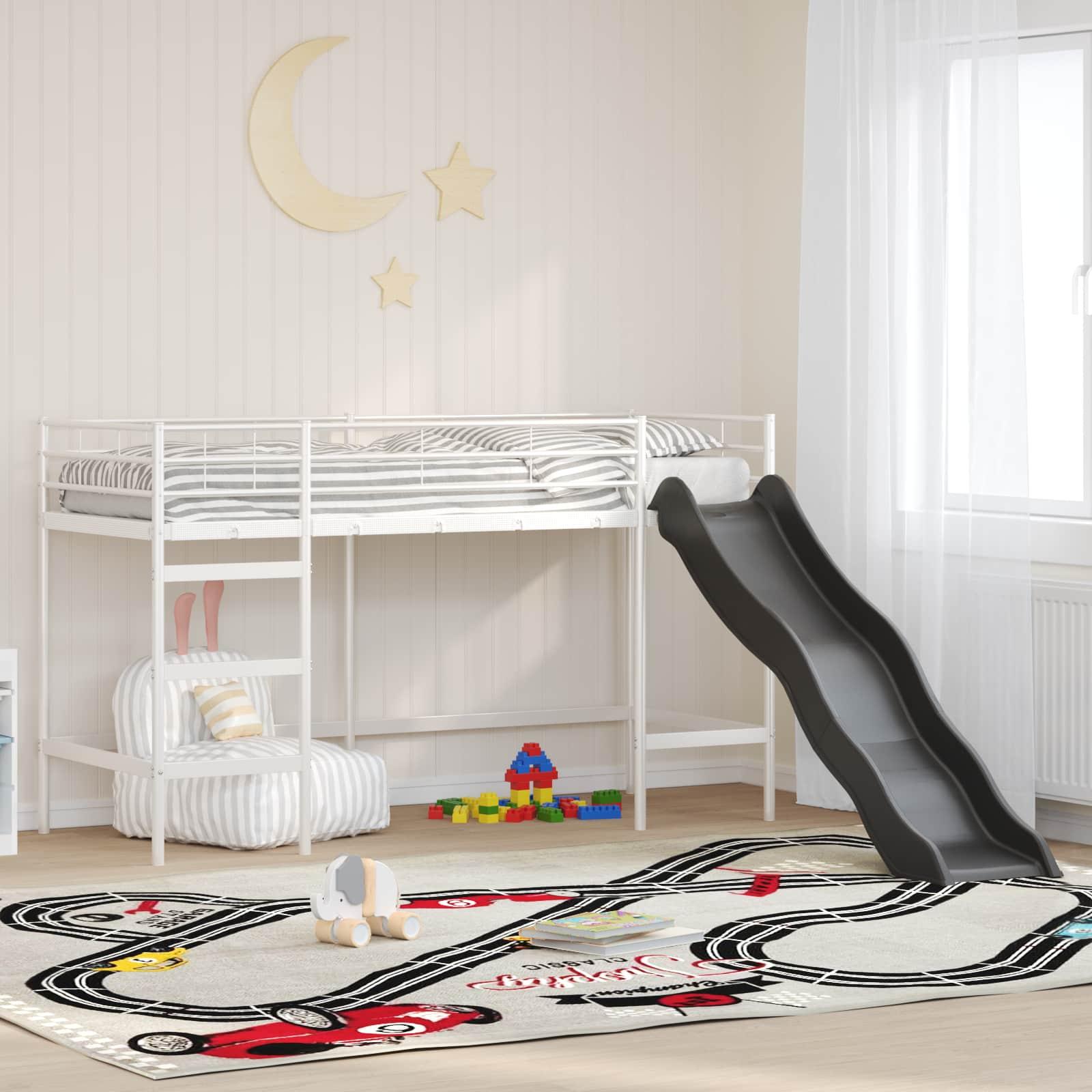 Kids'loftseng med rutsjebane Hvid og Antracit 90 x 190 cm billede