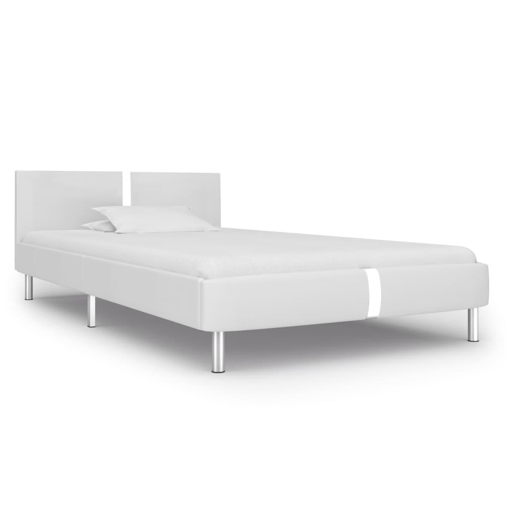 Sengestel 90x200 cm hvid kunstlæder billede