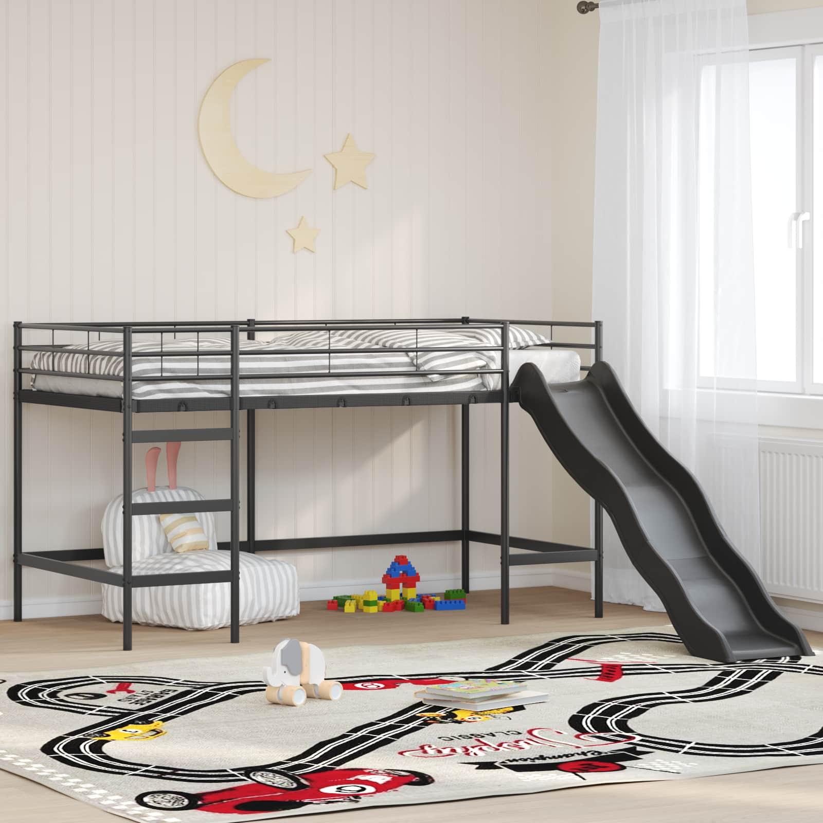Kids'loftseng med rutsjebane Sort og Anthracit 90 x 200 cm billede