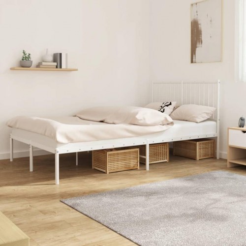 Sengeramme med sengegavl 120×200 cm - metal, hvid