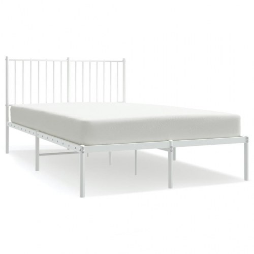 Sengeramme med sengegavl 120×200 cm - metal, hvid