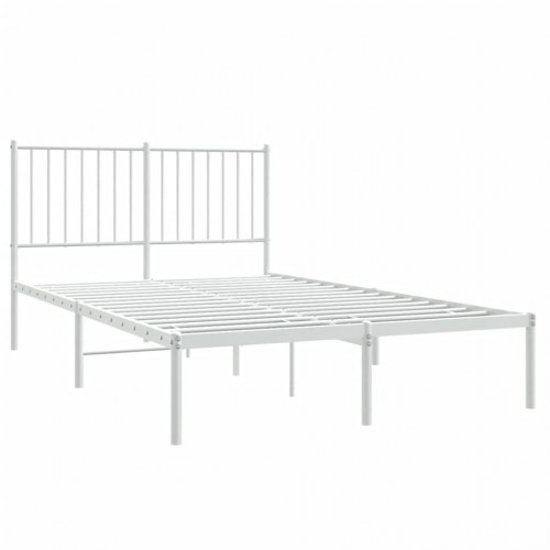 Sengeramme med sengegavl 120×200 cm - metal, hvid