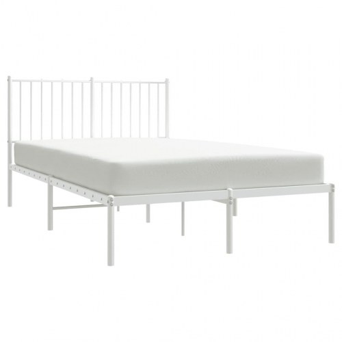 Sengeramme med sengegavl 120×200 cm - metal, hvid