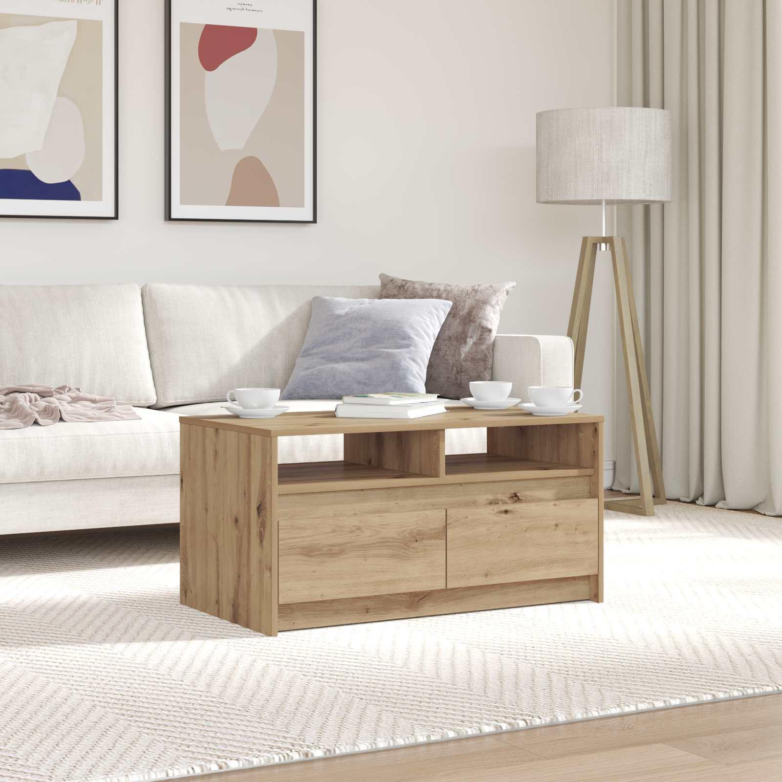 Sofabord med skuffe Artisan eg 90 x 50 x 45 cm Konstrueret træ billede