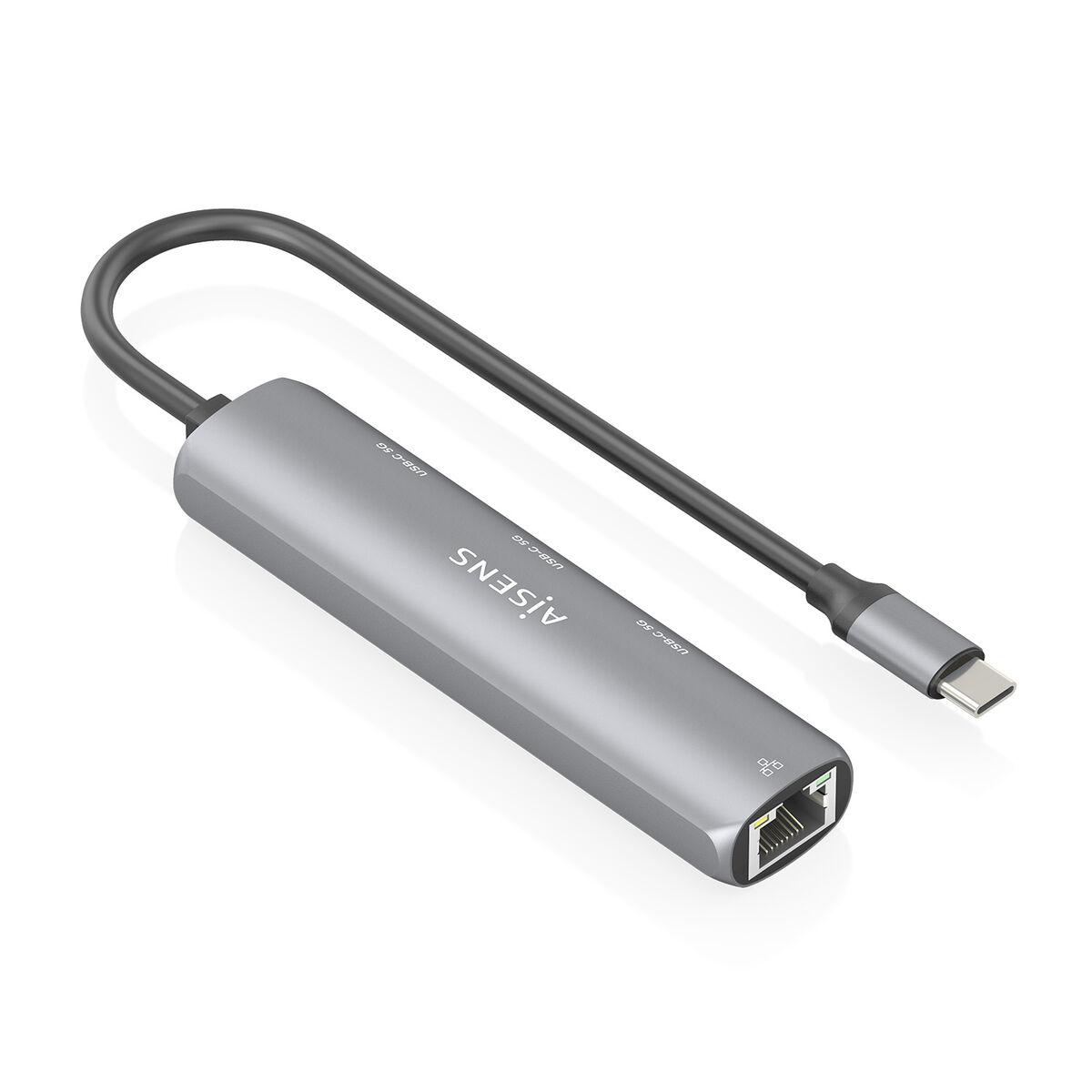 Aisens ASUC-4P041-GR USB hub med Ethernet - Grå billede