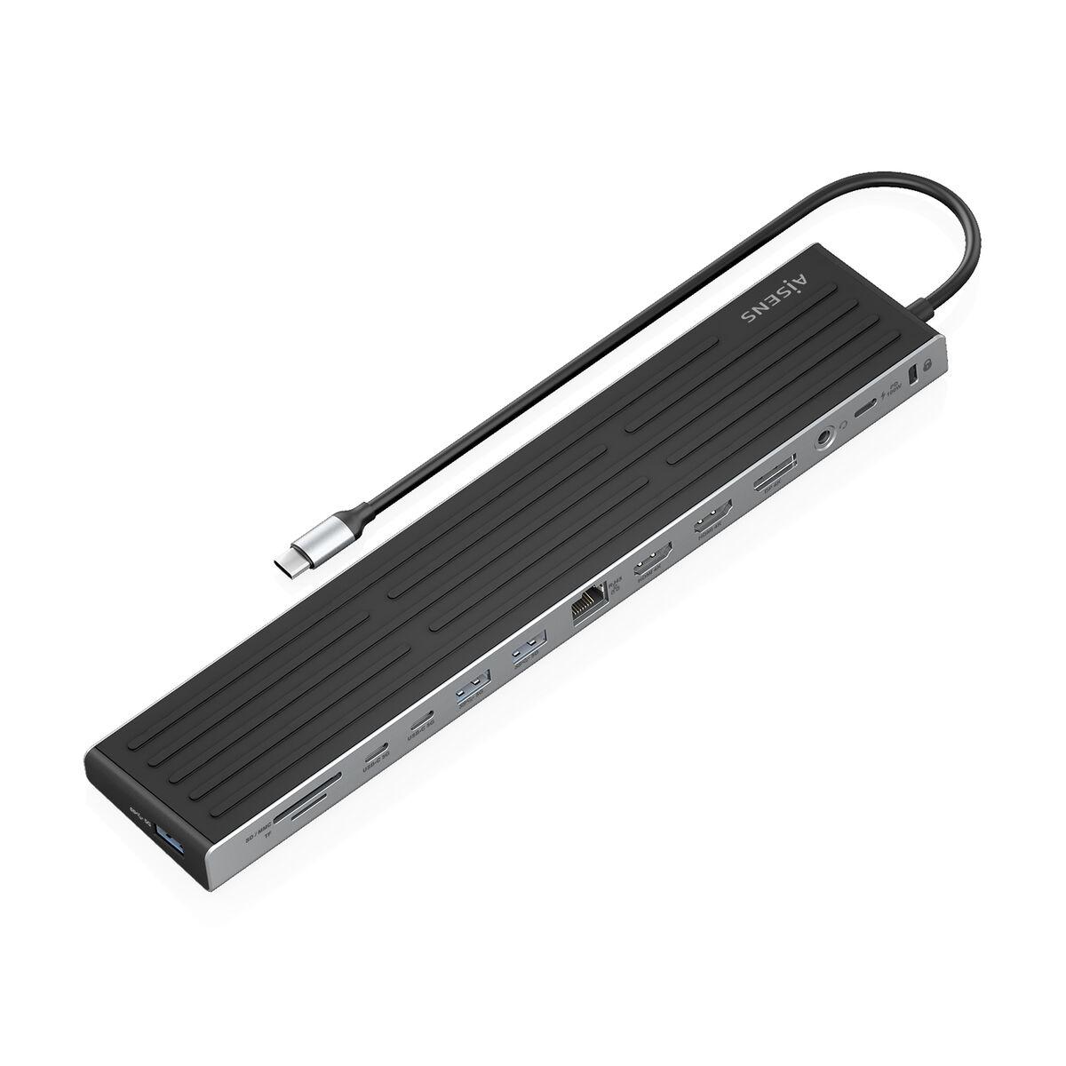Aisens ASUC-13P042-GR USB-C hub - 13-i-1, grå billede