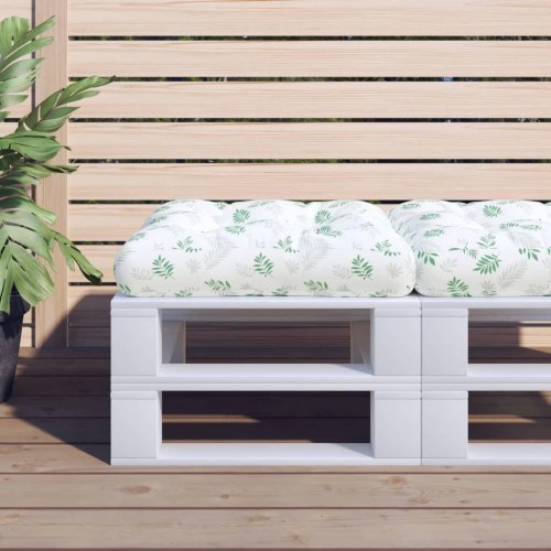 Pallehynde 50 × 50 × 12 cm i stof - bladmønster