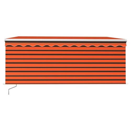 Markise m. gardin + LED 3x2,5 m manuel betjening orange og brun