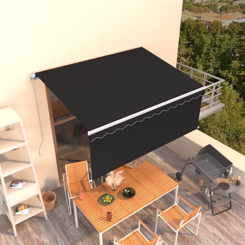 Markise m. rullegardin 3,5x2,5 m automatisk betjening antracit
