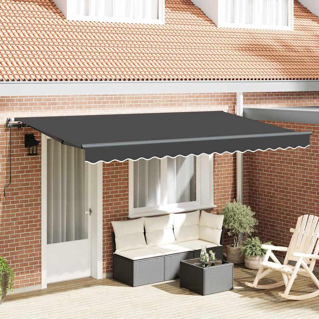 Utrækkelig Markise Antracit 350 x 200 cm Stof billede