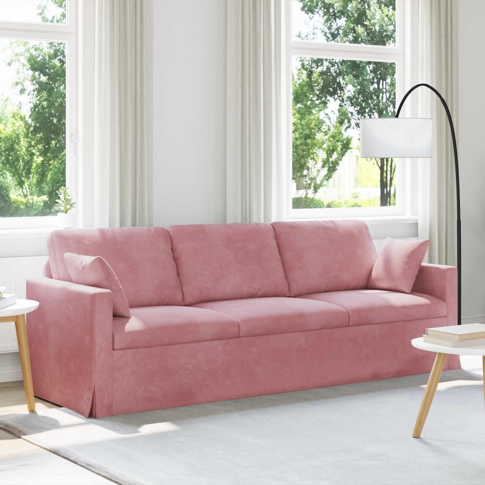 Sofa i fløjl - lyserød, 228 × 78 × 80 cm billede