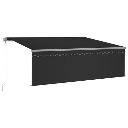 Markise m. gardin+LED+vindsensor 4x3 m automatisk antracitgrå