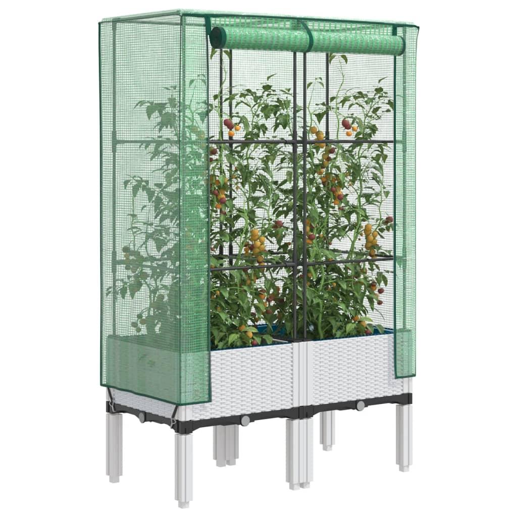 Højbed med drivhusovertræk 80x40x140 cm rattan-look billede