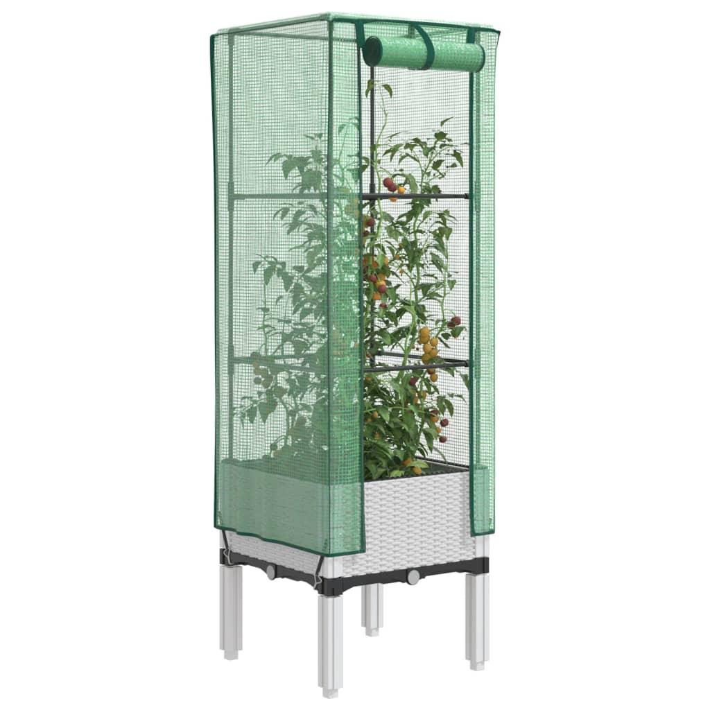 Højbed med drivhusovertræk 40x40x140 cm rattan-look billede