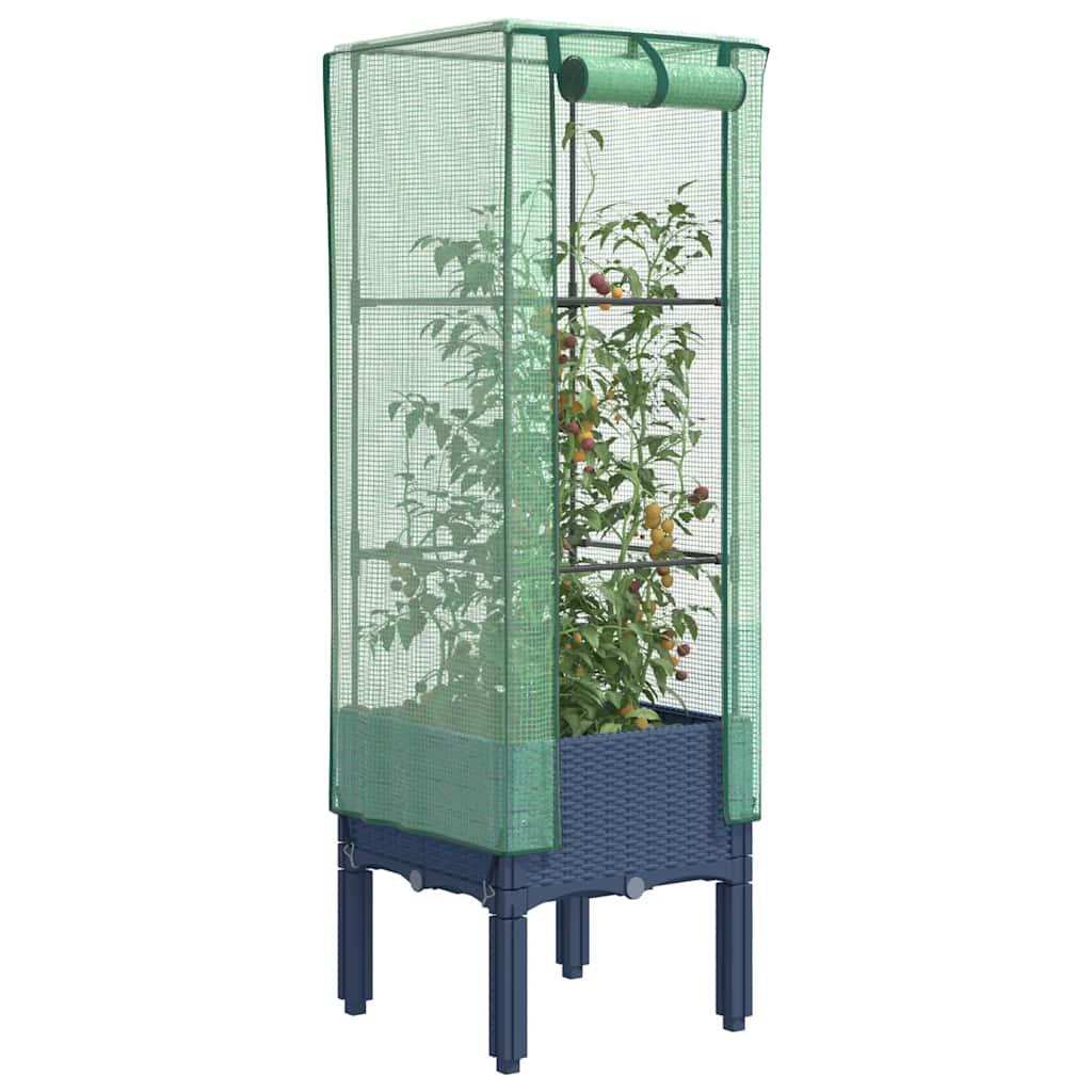 Højbed med drivhusovertræk 40x40x140 cm rattan-look billede