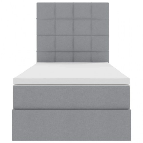 Seng med opbevaring og LED Lysegrå 90 x 190 cm Polyester