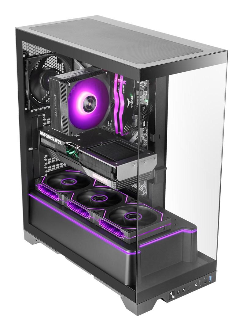 TACENS Mars Gaming MCPRISMA – Midi Tower PC-kabinet, sort med RGB og hærdet glas billede