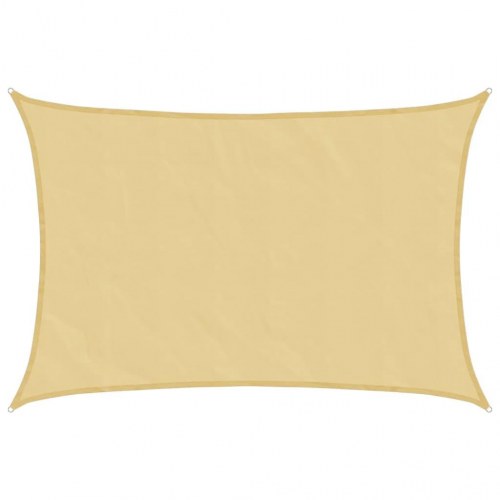 Solsejl 4,5 × 3,5 m - sandfarvet polyester, vandafvisende