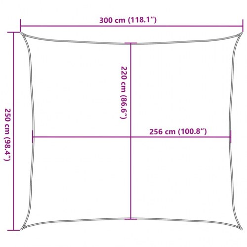 Solsejl 3 × 2,5 m - lysegrå, vandafvisende polyester