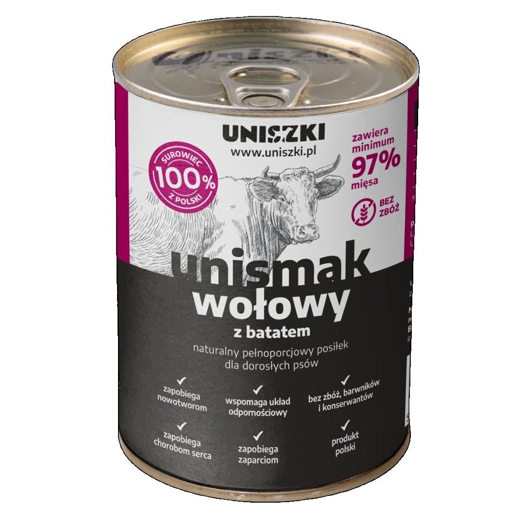 UNISZKI UNIsmak oksekød med sød kartoffel – vådfoder til hund – 400 g billede
