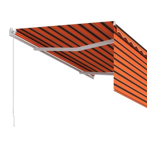 Markise m. gardin 3x2,5 m manuel betjening orange og brun