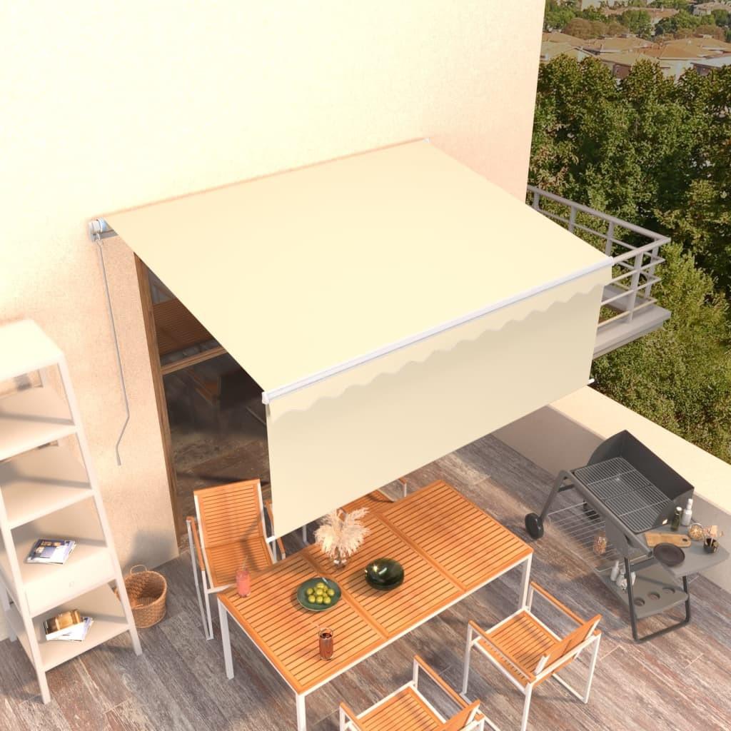 Markise m. gardin 3,5x2,5 m manuel betjening cremefarvet