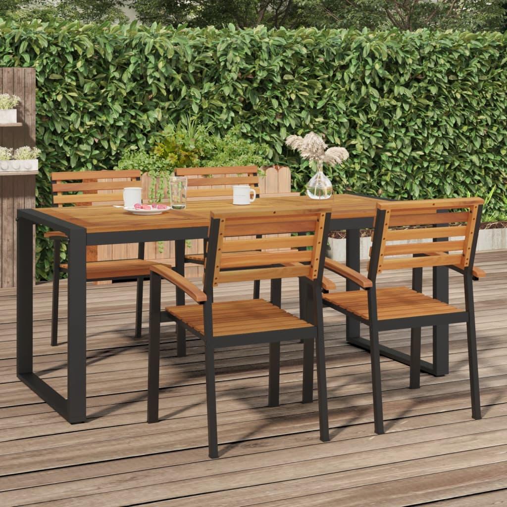 Havebord med U-formede ben 180x90x75 cm massivt akacietræ billede