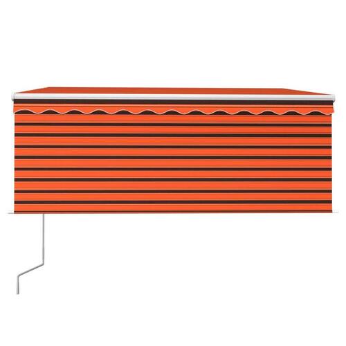 Markise m. gardin+LED+vindsensor 3x2,5 m automatisk orange/brun