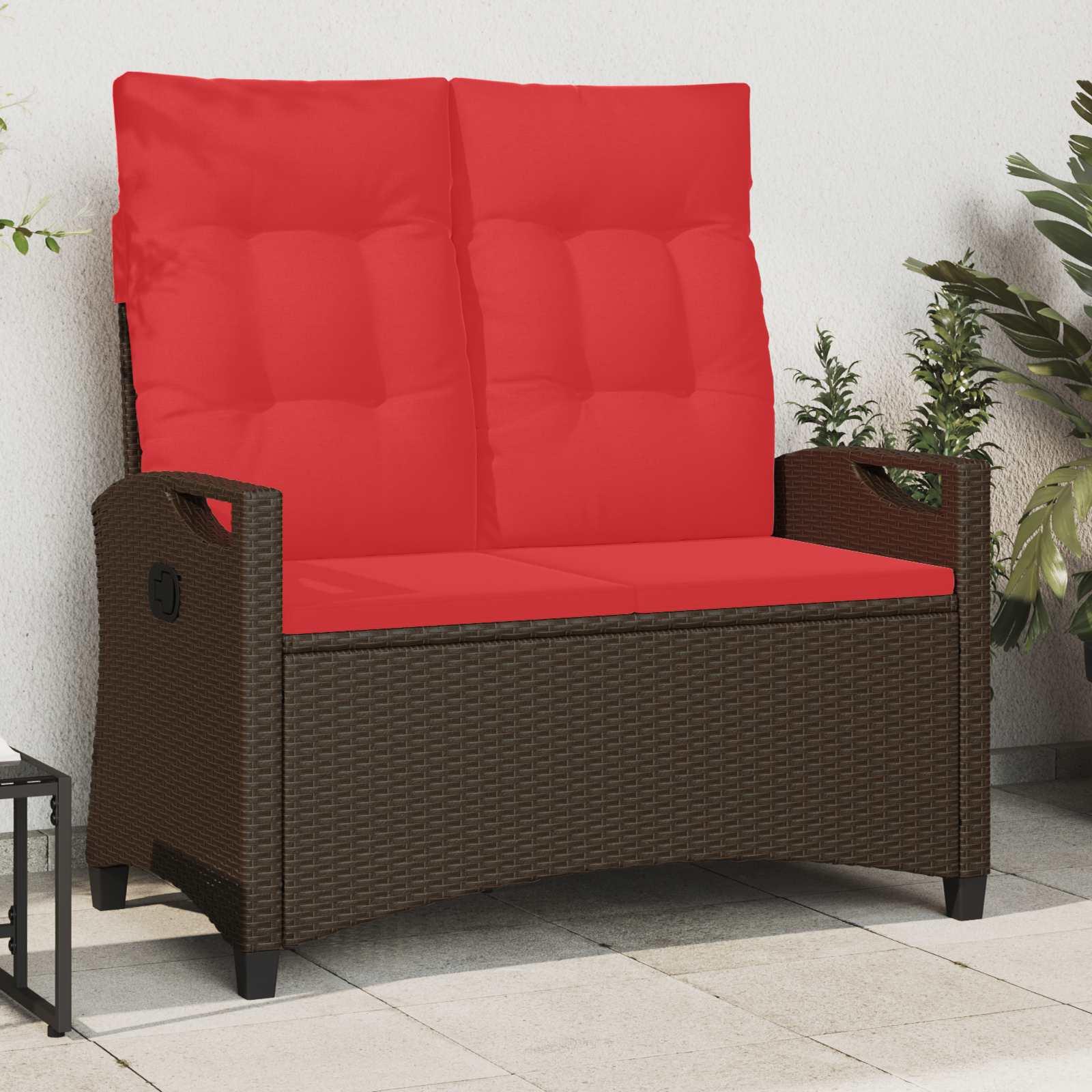 Havebænk Brun og Rød 105 x 60 x 112 cm Stål og Polyester billede