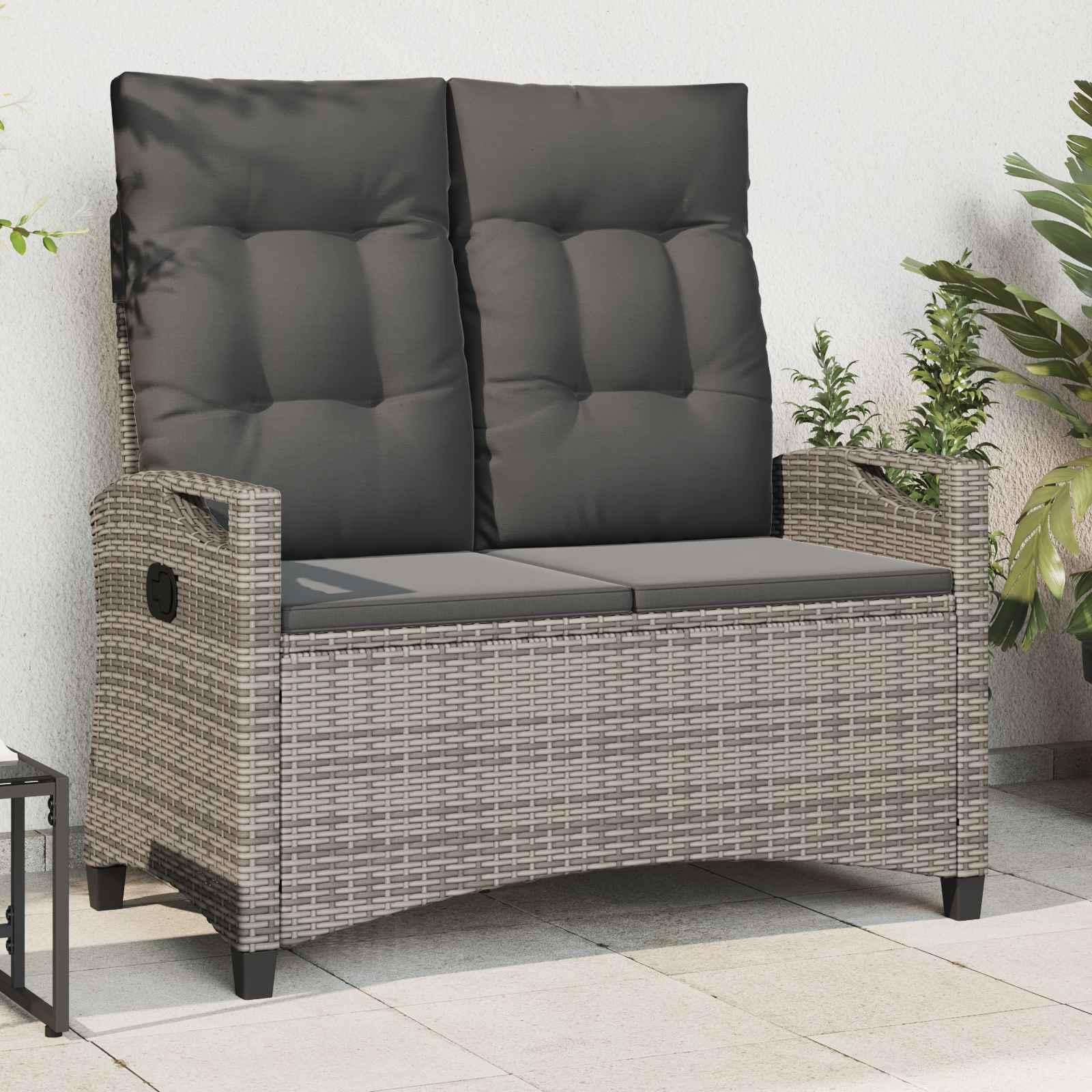 Havebænk Grå og Mørkegrå 105 x 60 x 112 cm Stål og Polyester billede