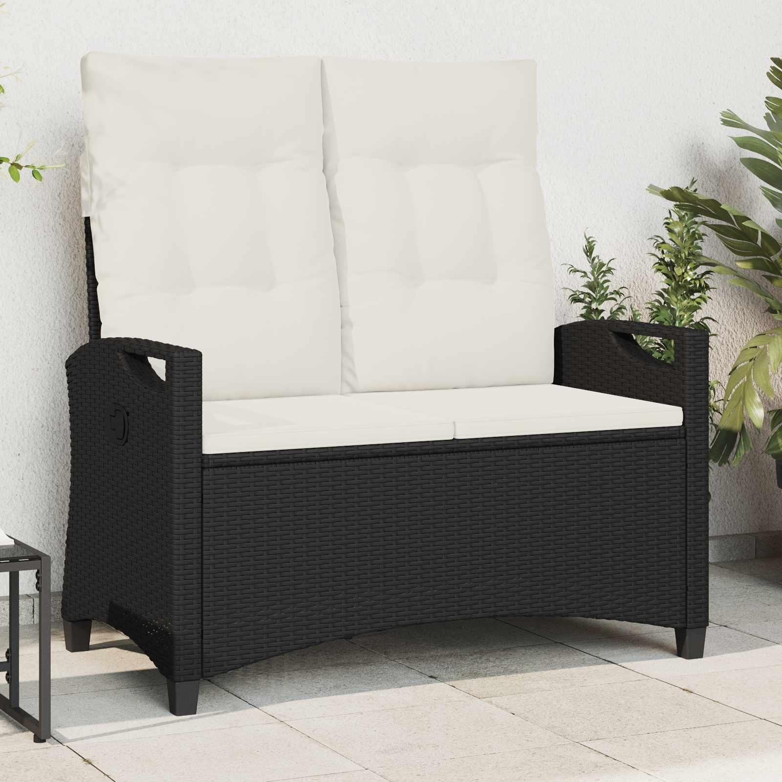 Havebænk Sort og Cream 105 x 60 x 112 cm Stål og Polyester billede