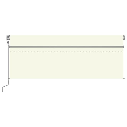 Markise m. gardin+LED+vindsensor 4x3 m automatisk cremefarvet
