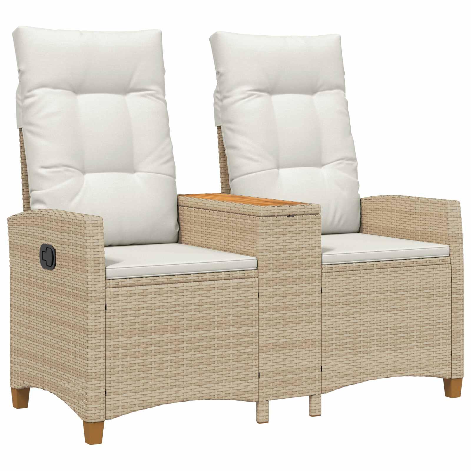 Reclining Bench med Bord Beige og cremehvid 126 x 65 x 112 cm billede