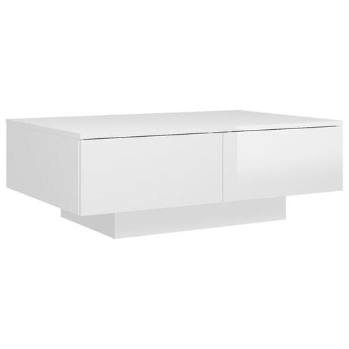 Sofabord 90x60x31 cm konstrueret træ hvid højglans