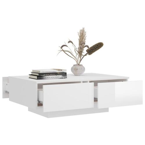 Sofabord 90x60x31 cm konstrueret træ hvid højglans
