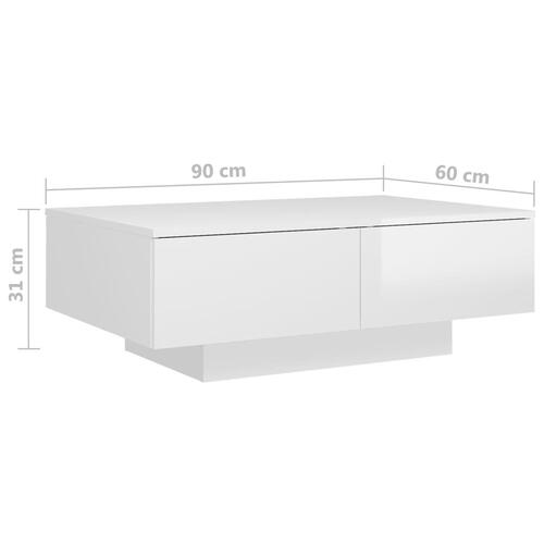 Sofabord 90x60x31 cm konstrueret træ hvid højglans