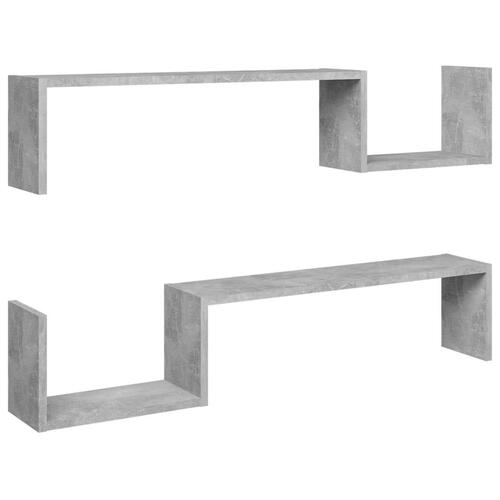 Væghylder 2 stk. 100x15x20 cm spånplader betongrå