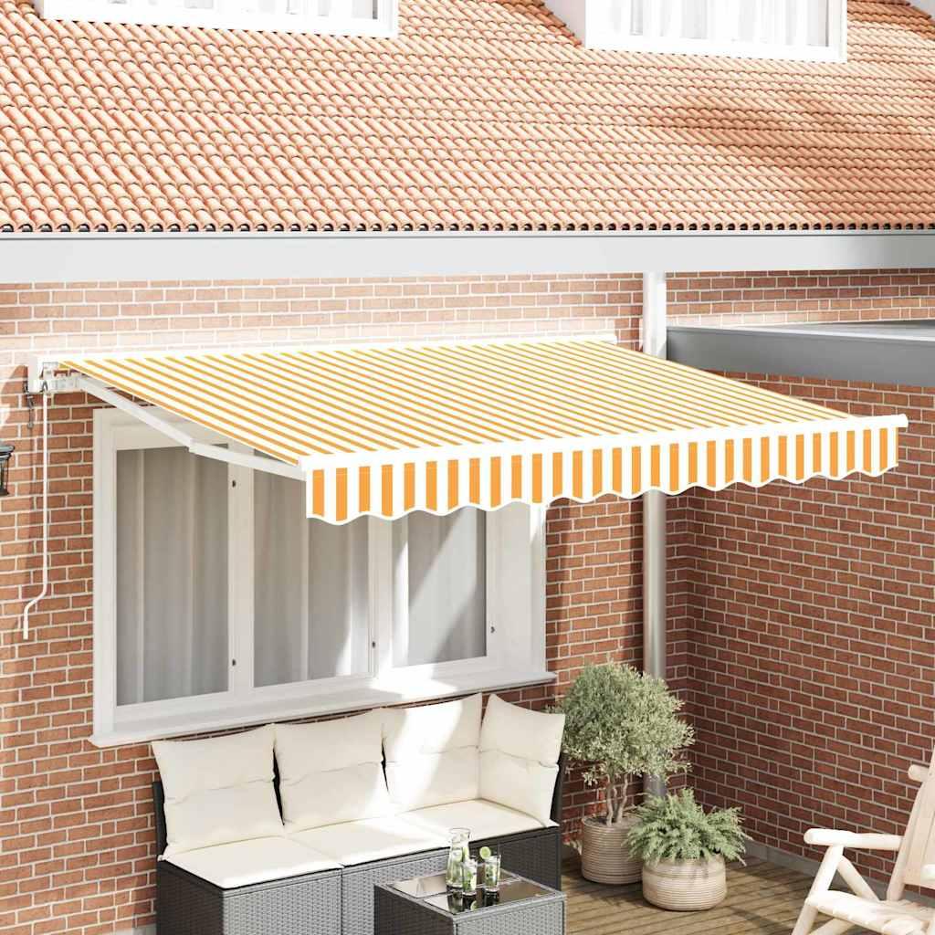 Utrækkelig Markise Gul og Hvid 250 x 200 cm Polyester og metal billede